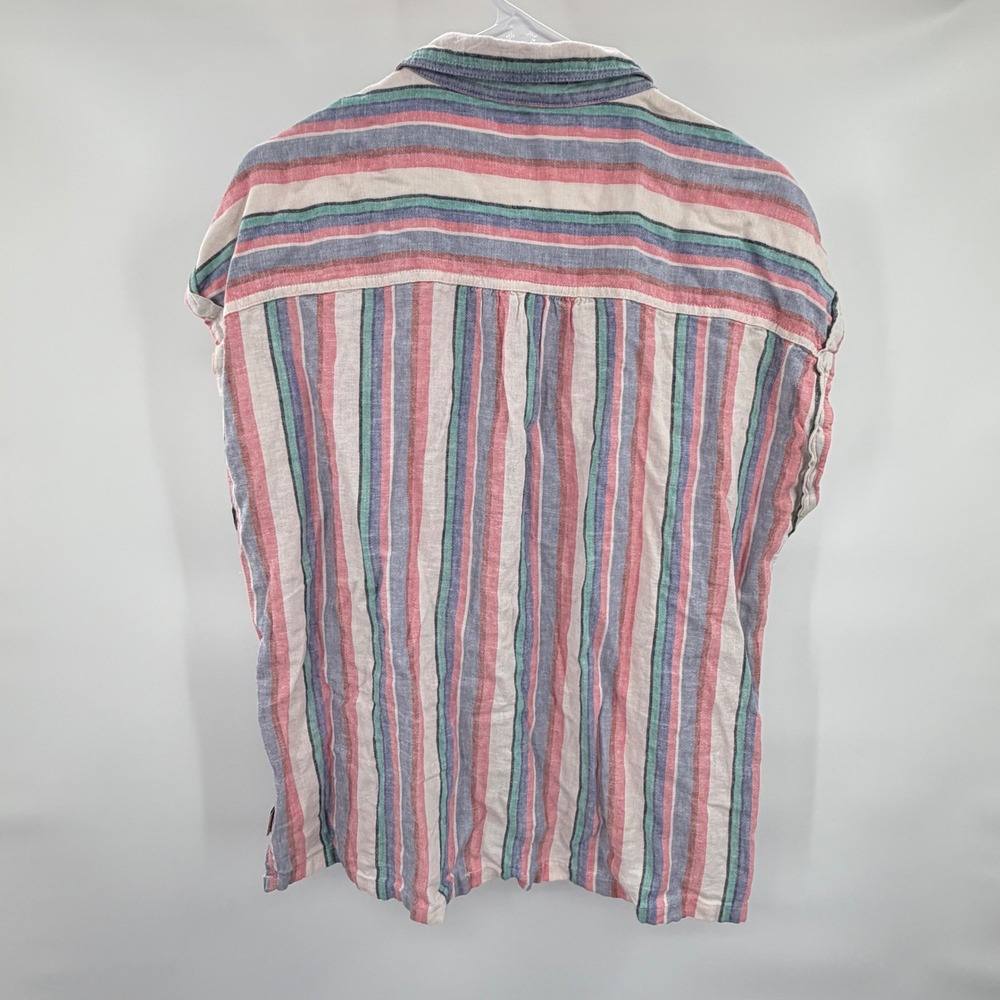 ORVIS Womens Striped Linen Blend‎ Short Sleeve Button Down Shirt Medium - Picture 3 of 7